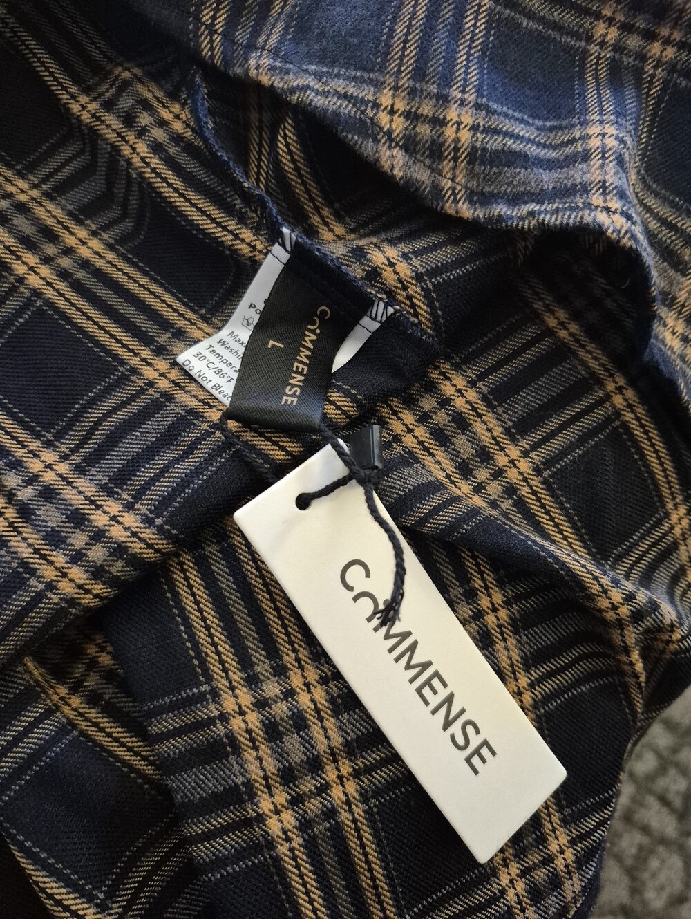 Commense Midi Dress Plaid Smocked Bodice Plaid L NWT - Picture 7 of 12